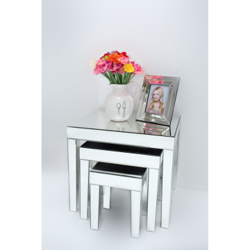 Mirror Sidetable set 25914-S 56x48x50 cm 41x36x41 cm 26x25x32 cm